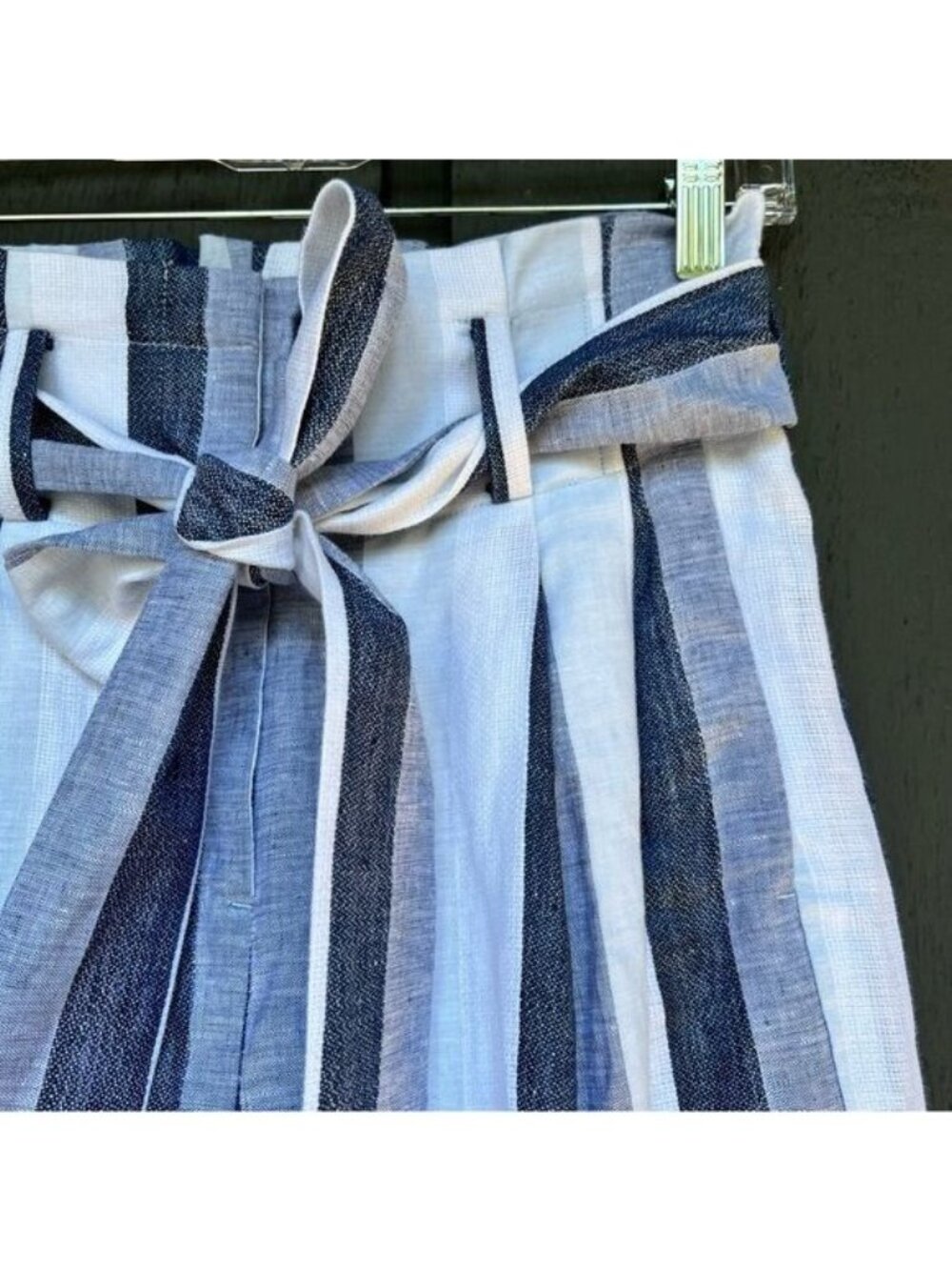 J.Crew Point Sur Paper Bag Linen Striped Wide Leg Pants L2547 Sz 00 NWOT - Picture 10 of 13